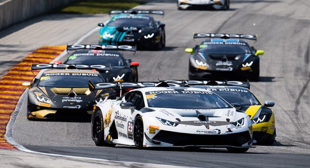 August 2-4 2019: Lamborghini Super Trofeo Road America. Race start for round 6 with 29 Corey Lewis, Richard Antinucci, Change Racing, Lamborghini Carolinas, Lamborghini Huracan Super Trofeo EVO leading