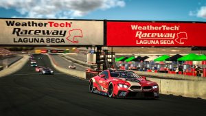 #7 Bruno Spengler, BMW IMSA Team Red BMW, restart(MEDIA: EDITORIAL USE ONLY) (This image is from the iRacing computer game)