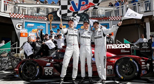Winners #55 Mazda Team Joest Mazda DPi, DPi: Jonathan Bomarito, Harry Tincknell, Olivier Pla, podium