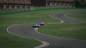 #77 Tristan Nunez, Mazda Motorsports Ford, #80 Kenton Koch, Kenton Koch Racing Ford(MEDIA: EDITORIAL USE ONLY) (This image is from the iRacing computer game)