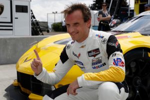 #3 Corvette Racing Corvette C7.R, GTLM: Antonio Garcia, celebrates his pole award