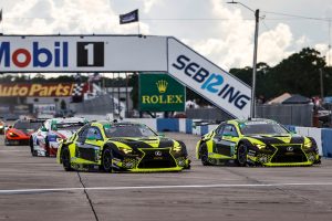 #12 AIM Vasser Sullivan Lexus RC-F GT3, GTD: Frankie Montecalvo, Townsend Bell, #14 AIM Vasser Sullivan Lexus RC-F GT3, GTD: Aaron Telitz, Jack Hawksworth, start
