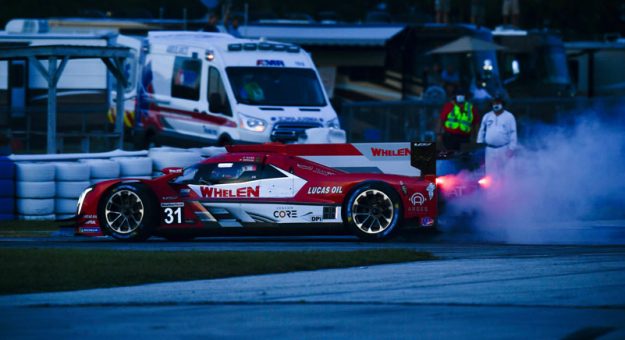 Felipe Nasr celebrates Sebring win with burnout