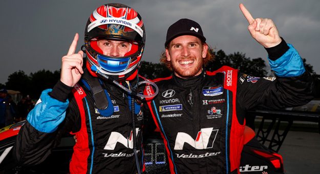 #21 Byan Herta Autosport W Curb-Agajanian Hyundai Veloster N TCR, TCR: Mason Filippi, Harry Gottsacker, Celebrating