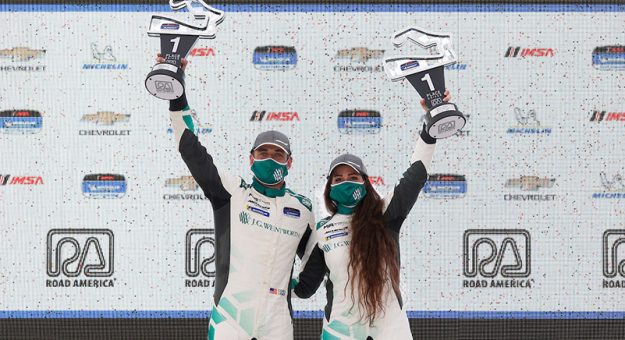 #3 Motorsports In Action McLaren 570S GT4, GS: Sheena Monk, Corey Lewis, podium