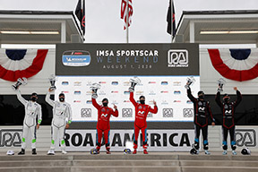 #29 Bryan Herta Autosport w/ Curb Agajanian Hyundai Veloster N TCR, TCR: Parker Chase, Spencer Brockman, #33 Bryan Herta Autosport w/ Curb Agajanian Hyundai Veloster N TCR, TCR: Gabby Chaves, Ryan Norman, #21 Bryan Herta Autosport w/ Curb Agajanian Hyundai Veloster N TCR, TCR: Mark Wilkins, Harry Gottsacker, podium