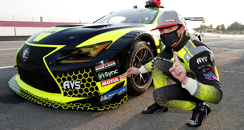 Motul Pole Award winner #14 AIM Vasser Sullivan Lexus RC-F GT3, GTD: Aaron Telitz