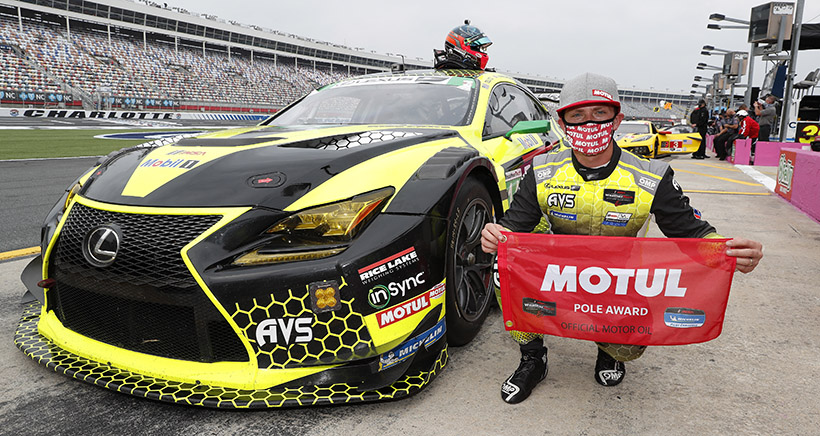Motul Pole Award winner #14 AIM Vasser Sullivan Lexus RC-F GT3, GTD: Aaron Telitz