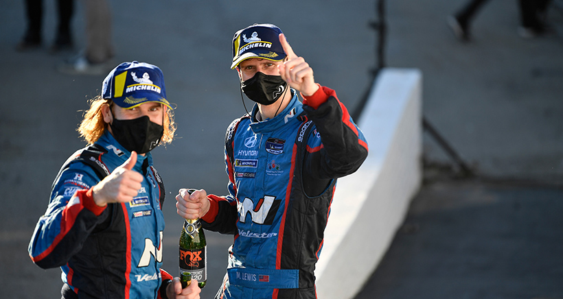 #98 Bryan Herta Autosport w/ Curb Agajanian Hyundai Veloster N TCR, TCR: Michael Lewis, Mason Filippi