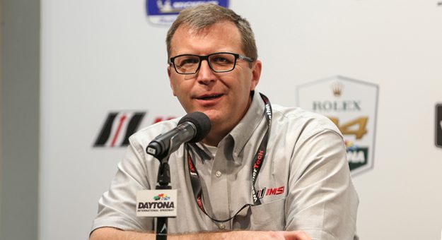 Hurley Haywood Scholarship Press Conference, with Hurley Haywood, Riley Dickinson, IMSA President John Doonan, and Moorespeed President David Moore