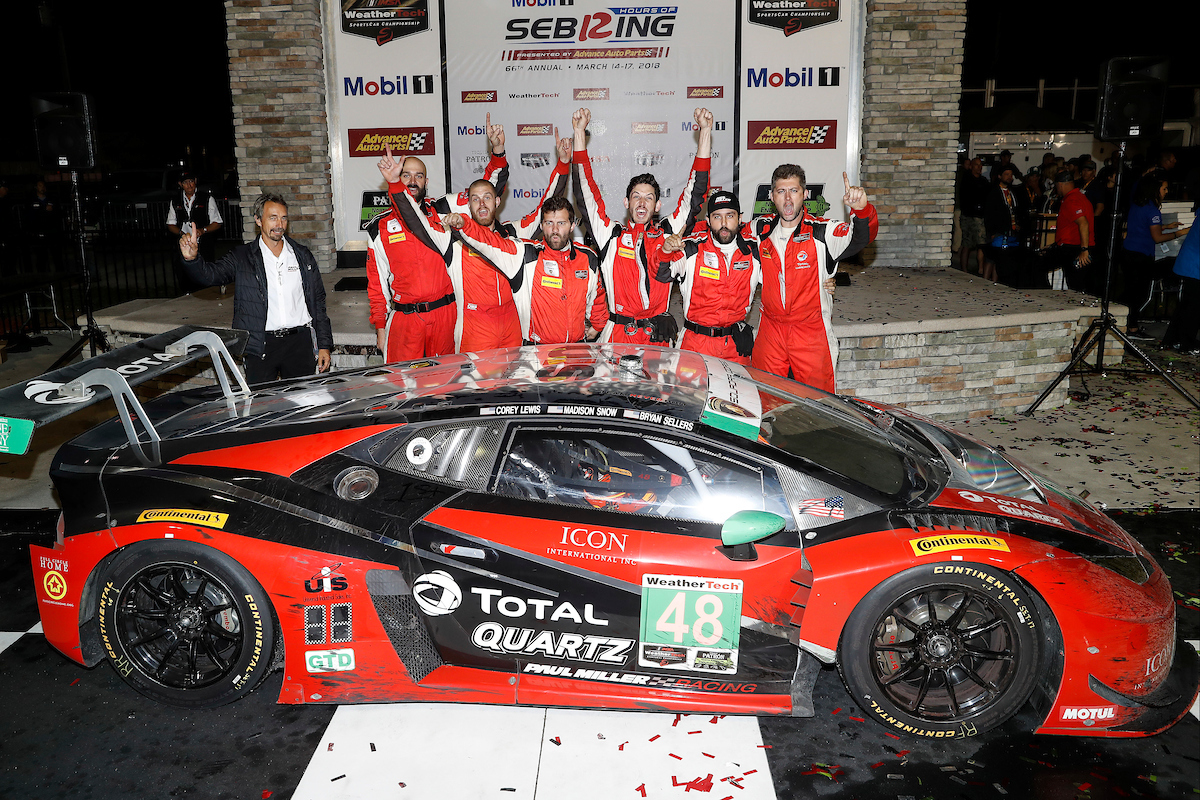 #48 Paul Miller Racing Lamborghini Huracan GT3, GTD: Madison Snow, Bryan Sellers, Bryce Miller, podium