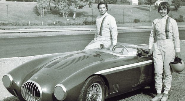 Judy Stropus (right) and Tony Koshland raced the OSCA Maserati MT-4 in vintage racing in the 1970s.