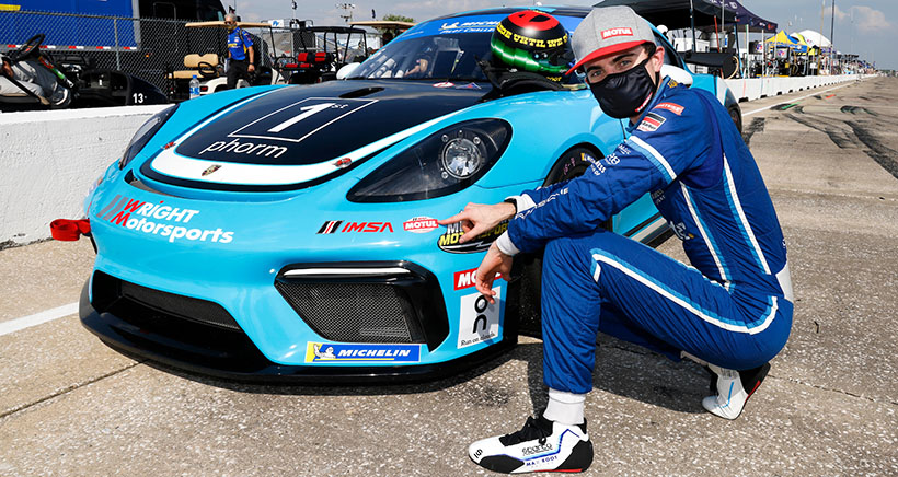 #16 Wright Motorsports Porsche 718 Cayman GT4 Clubsport, GS: Maxwell RootMotul Pole Award