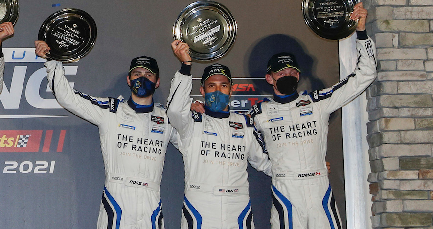 #9 PFAFF Motorsports Porsche 911 GT3R, GTD: Zacharie Robichon, Laurens Vanthoor, Lars Kern 
Victory Lane
#23: Heart Of Racing Team Aston Martin Vantage GT3, GTD: Ian James, Ross Gunn, Roman De Angelis
#16: Wright Motorsports Porsche 911 GT3R, GTD: Trent Hindman, Patrick Long, Jan Heylen