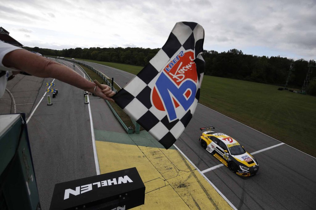 #17: Unitronic JDC-Miller MotorSports Audi RS3 LMS SEQ, TCR: Chris Miller, Mikey Taylor takes the checkered flag