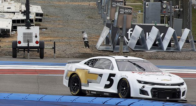 CONCORD, NORTH CAROLINA - OCTOBER 11: Kyle Larson, driver of the #5 Next Gen car drives during the NASCAR Cup Series test at the Charlotte Motor Speedway on October 11, 2021 in Concord, North Carolina. (Photo by Bob Leverone/Getty Images) | Getty Images