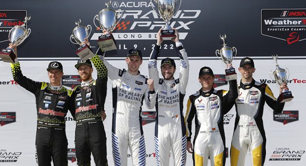 #23: Heart Of Racing Team, Aston Martin Vantage GT3, GTD PRO: Ross Gunn, Alex Riberas  #14: VasserSullivan, Lexus RC F GT3, GTD PRO: Jack Hawksworth, Ben Barnicoat  #3: Corvette Racing, Corvette C8.R GTD, GTD PRO: Antonio Garcia, Jordan Taylor   podium