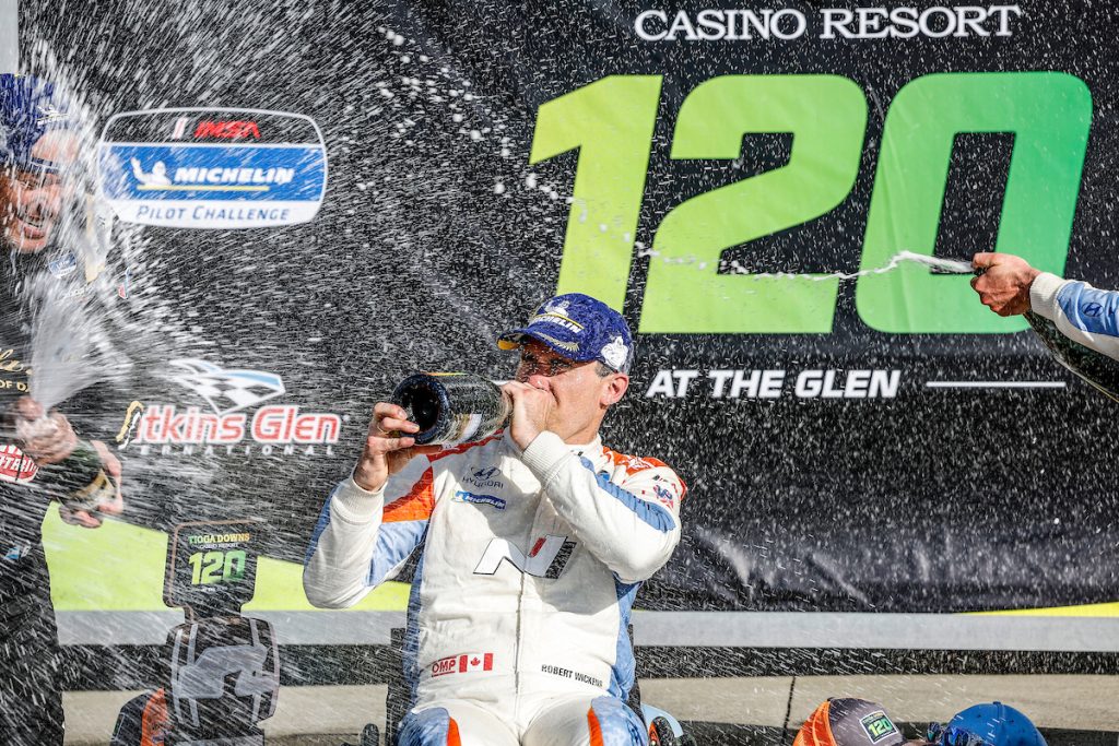#33: Bryan Herta Autosport w/ Curb-Agajanian, Hyundai Elantra N TCR, TCR: Robert Wickens, podium, champagne