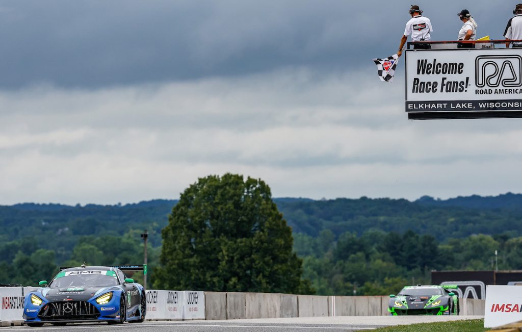 #57: Winward Racing, Mercedes-AMG GT3, GTD: Russell Ward, Philip Ellis, checkered