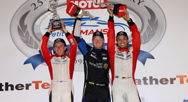 #66: Gradient Racing, Acura NSX GT3, GTD: Kyffin Simpson, Till Bechtolsheimer, Mario Farnbacher  podium.
