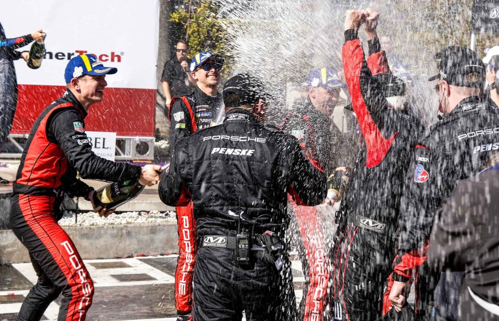 #6: Porsche Penske Motorsports, Porsche 963, GTP: Mathieu Jaminet, Nick Tandy, podium, #25: BMW M Team RLL, BMW M Hybrid V8, GTP: Connor De Phillippi, Nick Yelloly, #7: Porsche Penske Motorsports, Porsche 963, GTP: Matt Campbell, Felipe Nasr, podium