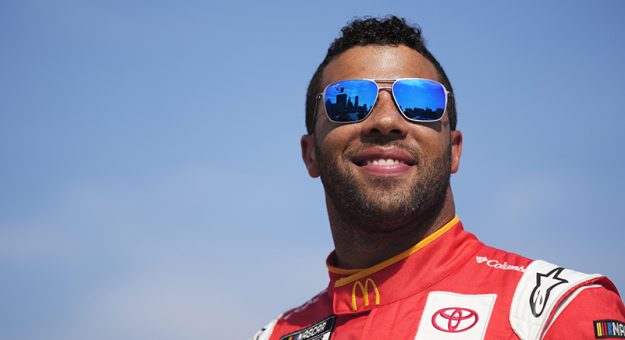 CHICAGO, ILLINOIS - JULY 19: Bubba Wallace poses for a photo near Buckingham Fountain in promotion of the NASCAR Chicago Street Race announcement on July 19, 2022 in Chicago, Illinois. (Photo by Patrick McDermott/Getty Images) | Getty Images