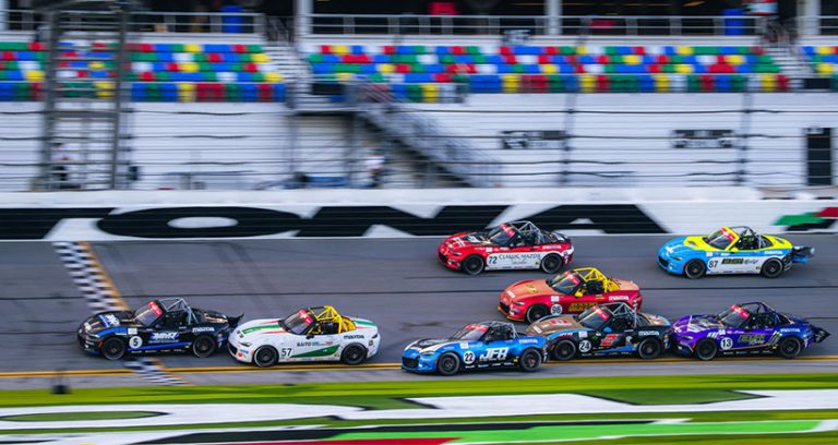 Wagner Racing Wagner Leads Whelen Mazda MX-5 Cup Train of Cars Across Daytona Finish ...