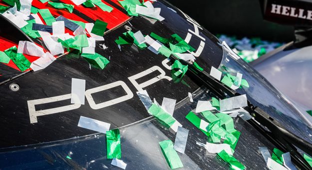 #7: Porsche Penske Motorsports, Porsche 963, GTP: Matt Campbell, Felipe Nasr, Dane Cameron, Josef Newgarden podium Confetti