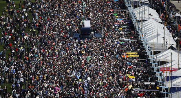 Fans enjoy the grid walk experience