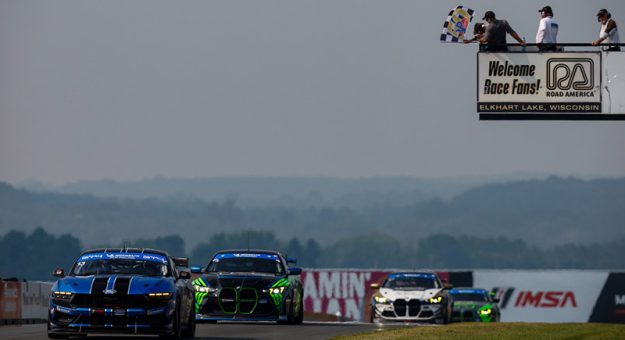 #13: McCumbee McAleer Racing with Aerosport, Ford Mustang GT4, GS: Jenson Altzman, Nate Cicero, Checkered Flag