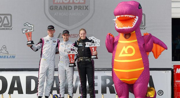 #99: AO Racing, ORECA LMP2 07, LMP2: PJ Hyett, Dane Cameron on the podium