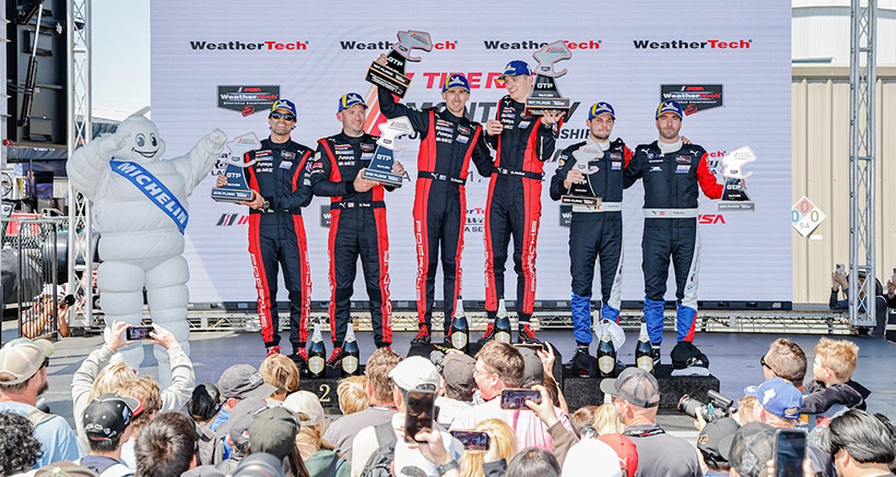 #6: Porsche Penske Motorsports, Porsche 963, GTP: Mathieu Jaminet, Matt Campbell, #7: Porsche Penske Motorsports, Porsche 963, GTP: Felipe Nasr, Nick Tandy, #24: BMW M Team RLL, BMW M Hybrid V8, GTP: Philipp Eng, Dries Vanthoor