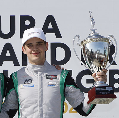 #177: AO Racing, Porsche 911 GT3 R (992), GTD: Laurens Vanthoor, Jonny Edgar celebrate on the podium