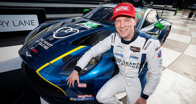Motul Pole Award winner #27: Heart of Racing Team, Aston Martin Vantage GT3 Evo, GTD: Zacharie Robichon