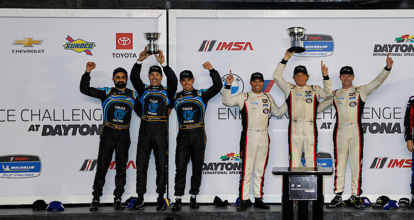 GS Podium, #71: Rebel Rock Racing, Aston Martin Vantage AMR GT4 Evo, GS: Frank DePew, Robin Liddell, Andrew Davis, #14: Circle H Racing, Aston Martin Vantage AMR GT4 Evo, GS: David Hampton, Thomas Merrill, Martin Sarukhanyan, #57: WINWARD RACING, Mercedes-AMG GT GT4, GS: Bryce Ward, Daan Arrow
