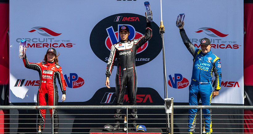 #8: RAFA Racing, Toyota GR Supra GT4 EVO2, GSX: Westin Workman, #35: CarBahn Motorsports, BMW M4 GT4 EVO, GSX: Courtney Crone, #22: Mad Joker Racing by Lone Star Racing, Mercedes-AMG GT GT4, GSX: Marc Austin, podium