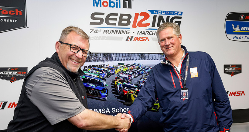 IMSA President John Doonan, Dicky Riegel, President, GM and owner of Lime Rock Park, unveil the 2027 IMSA schedule