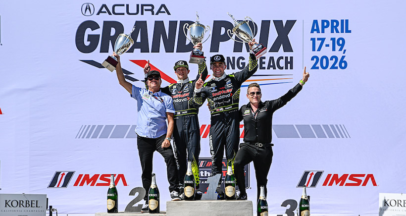 #12: Vasser Sullivan Racing, Lexus RC F GT3, GTD: Aaron Telitz, Benjamin Pedersen, Podium
