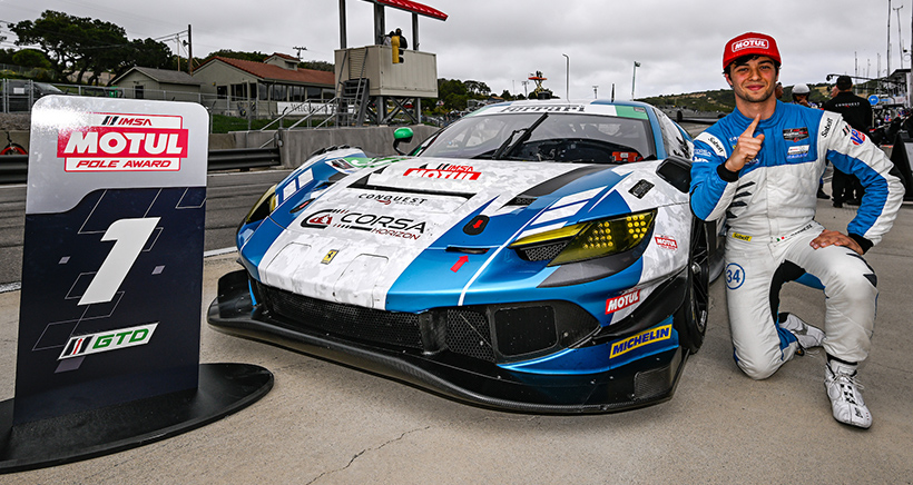#34: Conquest Racing, Ferrari 296 GT3 EVO, GTD: Albert Costa, Lorenzo Patrese, Motul Pole Award