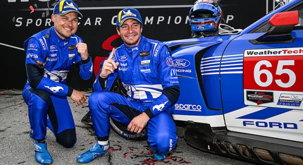 #65: Ford Racing, Ford Mustang GT3, GTD Pro: Christopher Mies, Frederic Vervisch, Podium