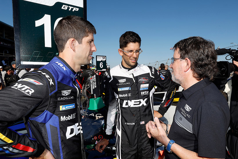 #10: Cadillac Wayne Taylor Racing, Cadillac V-Series.R, GTP: Ricky Taylor, #40: Cadillac Wayne Taylor Racing, Cadillac V-Series.R, GTP: Jordan Taylor, with father and team owner Wayne Taylor