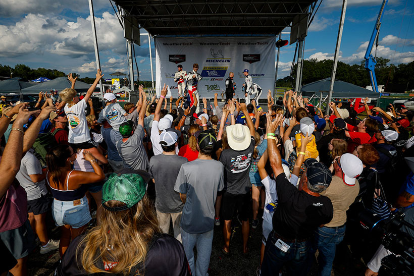 GTD Podium, #57: Winward Racing, Mercedes AMG GT3, GTD: Russell Ward, Philip Ellis, #021: Triarsi Competizione, Ferrari 296 GT3, GTD: Onofrio Triarsi, Kenton Koch, #27: Heart of Racing Team, Aston Martin Vantage GT3 Evo, GTD: Tom Gamble, Casper Stevenson, fans
