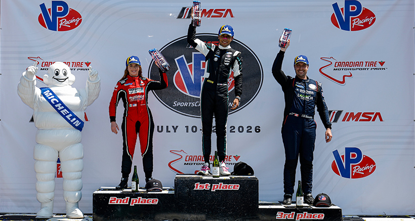 Race 2, GSX Podium, #25: CSM, Porsche 718 GT4 RS CS, GSX: Ismaeel Ellahi, #35: CarBahn Motorsports, BMW M4 GT4 EVO, GSX: Courtney Crone, Jeff Westphal, #4: Di Benedetto Racing, Porsche 718 GT4 RS CS, GSX: Justin Di Benedetto