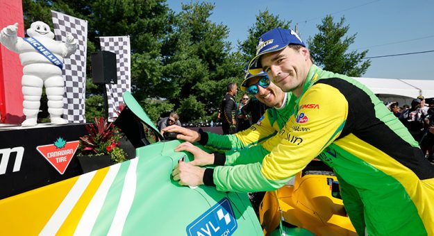 Winners #43: Inter Europol Competition, ORECA LMP2 07, LMP2: Jeremy Clarke, Tom Dillmann in Victory Lane