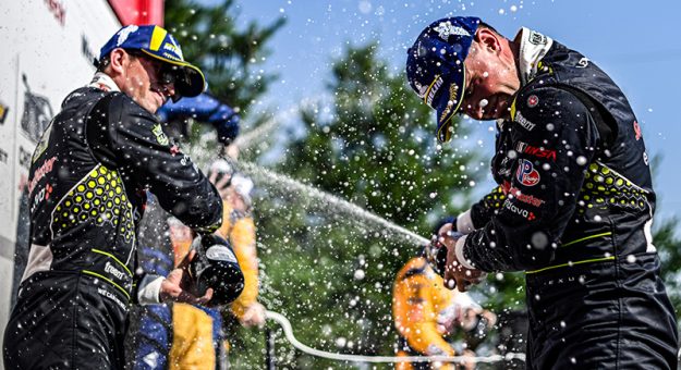 #12: Vasser Sullivan Racing, Lexus RC F GT3, GTD: Aaron Telitz, Benjamin Pedersen, Podium, Celebration