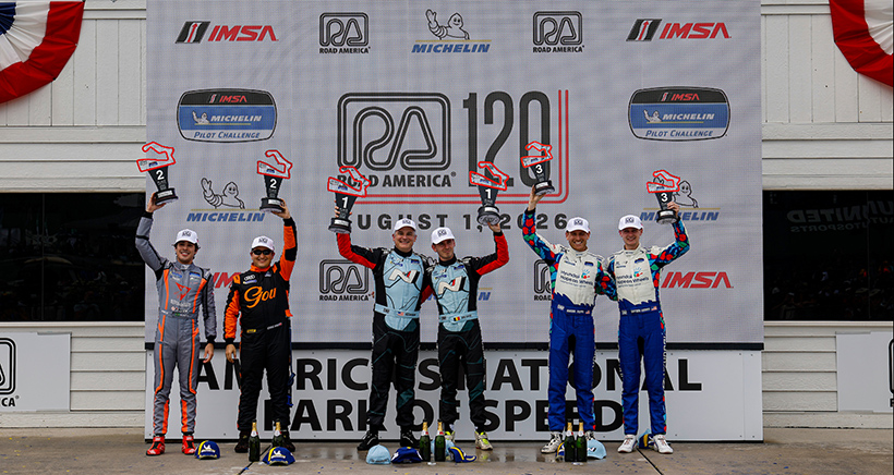 TCR Podium, #76: Bryan Herta Autosport with Curb Agajanian, Hyundai Elantra N TCR, TCR: Denis Dupont, Preston Brown, #55: Gou Racing w/ Stallion, Cupra Leon VZ TCR, TCR: Eddie Gou, Celso Neto, #33: Bryan Herta Autosport with Curb Agajanian, Hyundai Elantra N TCR, TCR: Bryson Morris, Mason Filippi