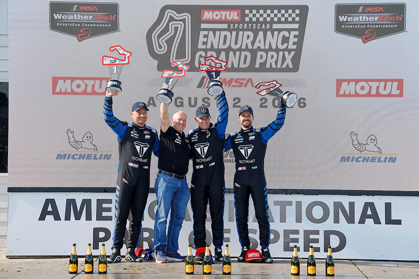 #57: WINWARD RACING, Mercedes-AMG GT3, GTD: Russell Ward, Philip Ellis, Indy Dontje on the podium