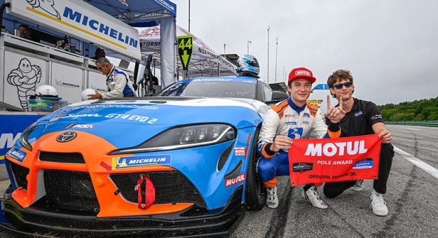 #23: KOCH-COPELAND MOTORSPORTS, Toyota GR Supra GT4 EVO2, GS: Ford Koch, Jaxon Bell, Motul Pole Award