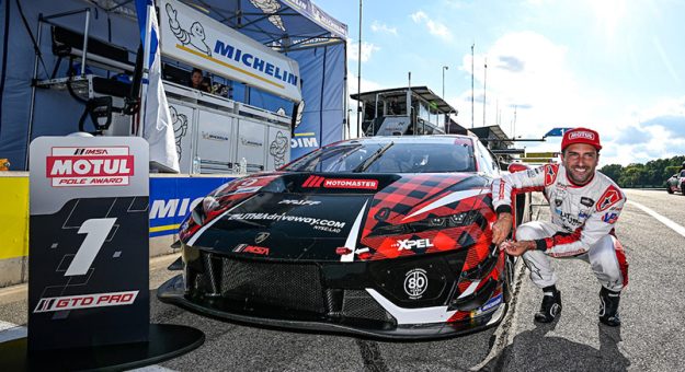 #9: Pfaff Motorsports, Lamborghini Huracan GT3 EVO2, GTD Pro: Andrea Caldarelli, Sandy Mitchell, Motul Pole Award
