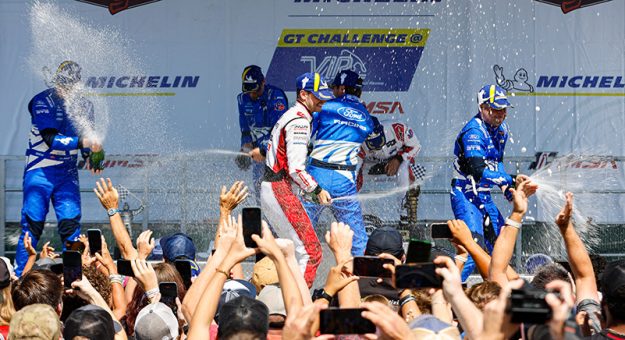 GTD Pro Podium, #9: Pfaff Motorsports, Lamborghini Huracan GT3 EVO2, GTD Pro: Andrea Caldarelli, Sandy Mitchell, #64: Ford Racing, Ford Mustang GT3, GTD Pro: Ben Barker, Dennis Olsen, #65: Ford Racing, Ford Mustang GT3, GTD Pro: Christopher Mies, Frederic Vervisch